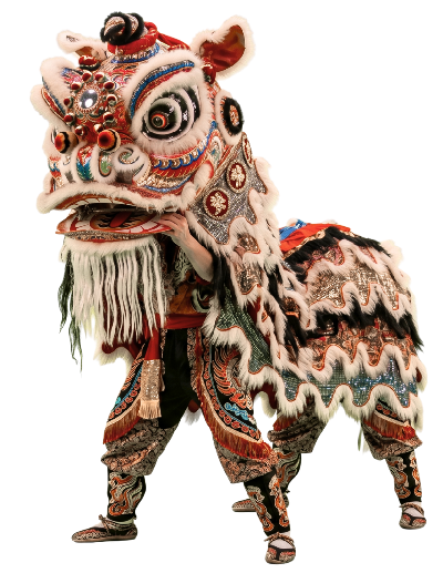 un león tradicional bailando en la danza tradicional en China